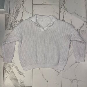 SHEIN Cozy White Knit Sweater